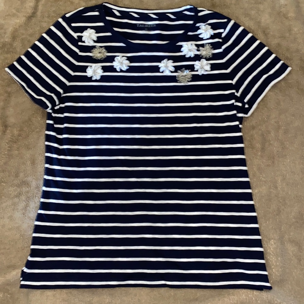 ⚓️Striped Talbots tee, medium, w/ beaded embellishments